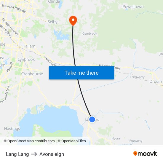 Lang Lang to Avonsleigh map