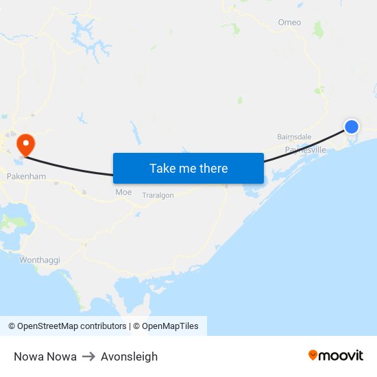 Nowa Nowa to Avonsleigh map