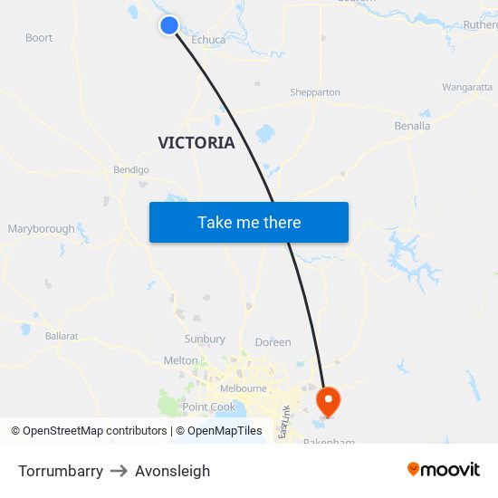 Torrumbarry to Avonsleigh map