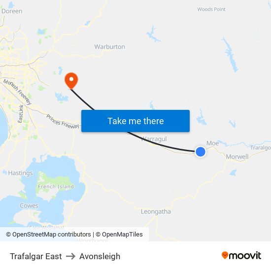 Trafalgar East to Avonsleigh map