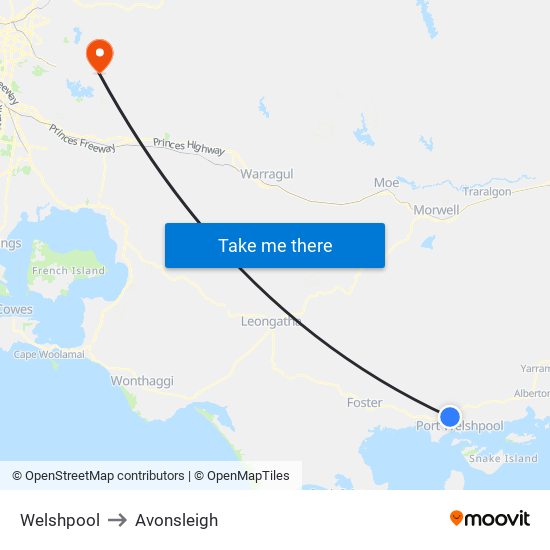 Welshpool to Avonsleigh map