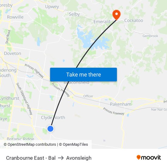 Cranbourne East - Bal to Avonsleigh map