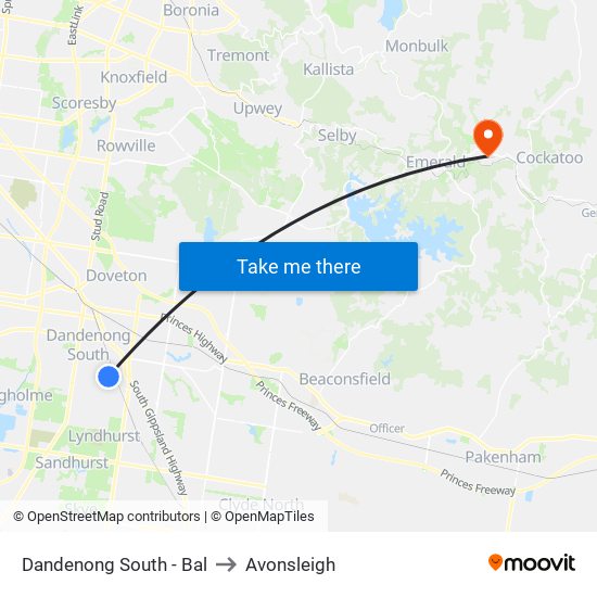 Dandenong South - Bal to Avonsleigh map