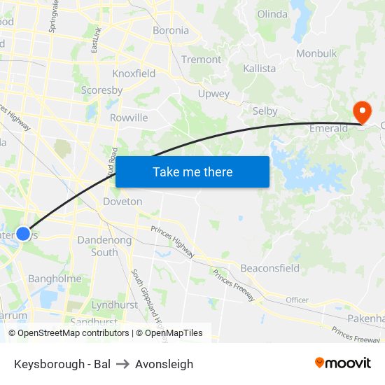 Keysborough - Bal to Avonsleigh map