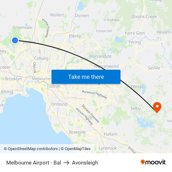 Melbourne Airport - Bal to Avonsleigh map