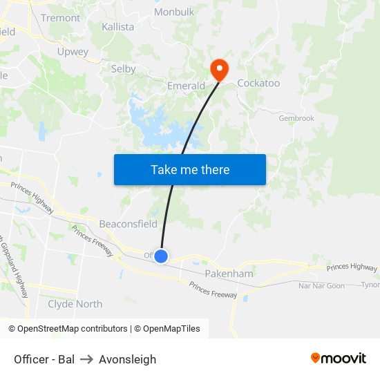 Officer - Bal to Avonsleigh map