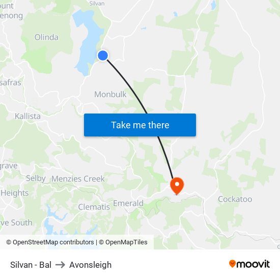 Silvan - Bal to Avonsleigh map