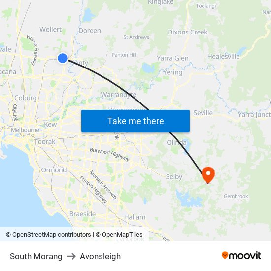 South Morang to Avonsleigh map