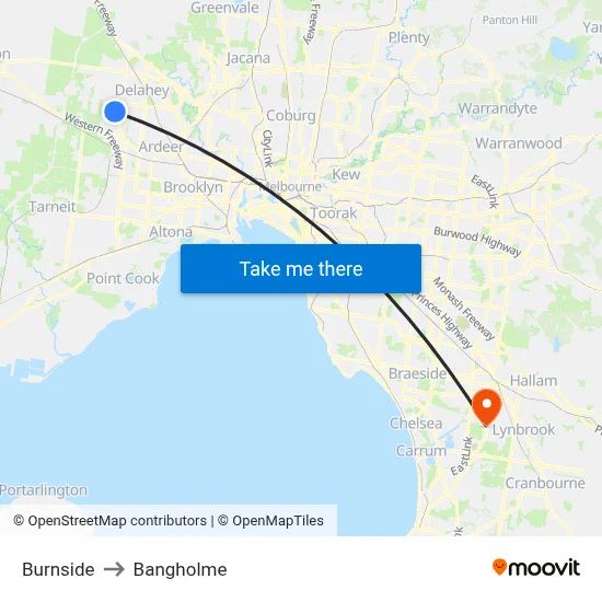 Burnside to Bangholme map