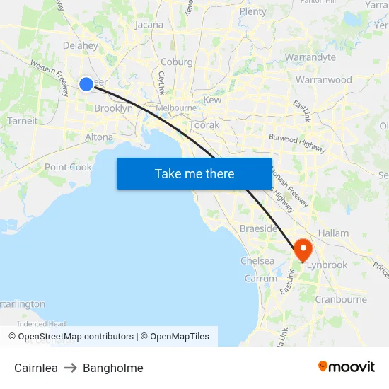 Cairnlea to Bangholme map