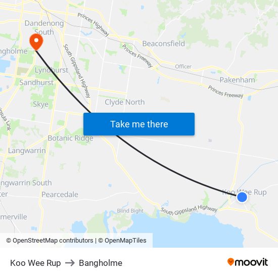 Koo Wee Rup to Bangholme map