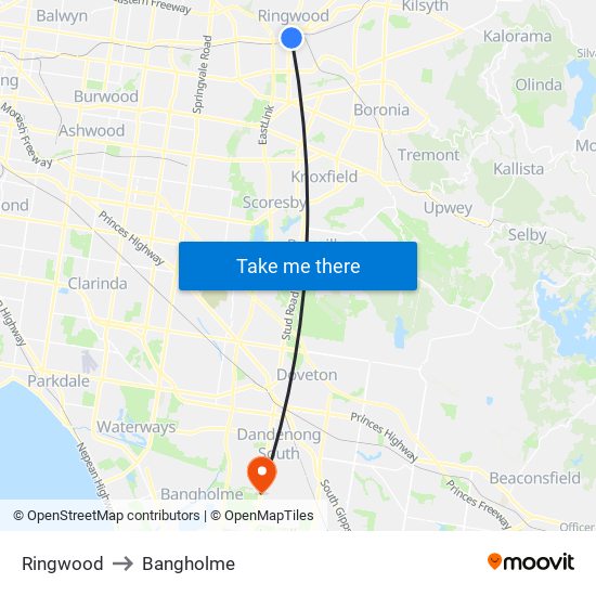 Ringwood to Bangholme map