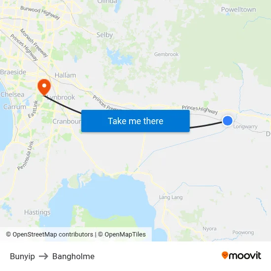 Bunyip to Bangholme map