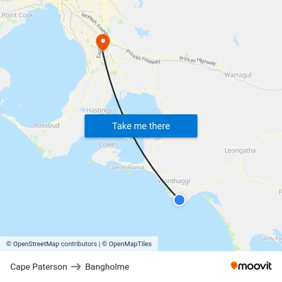 Cape Paterson to Bangholme map
