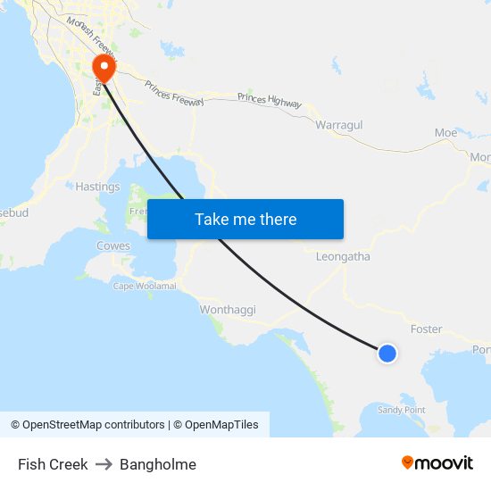 Fish Creek to Bangholme map