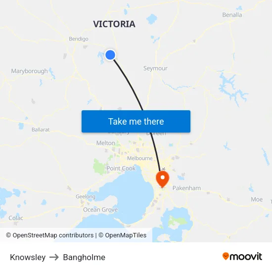Knowsley to Bangholme map