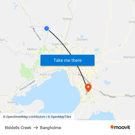 Riddells Creek to Bangholme map