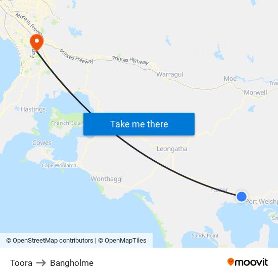 Toora to Bangholme map