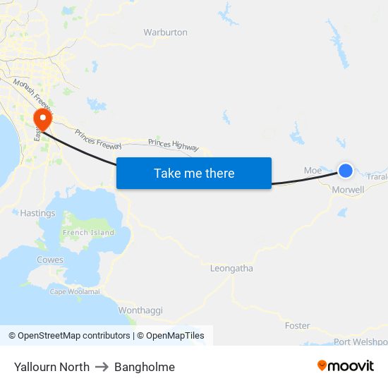 Yallourn North to Bangholme map