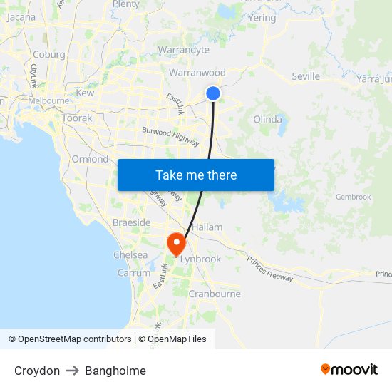 Croydon to Bangholme map
