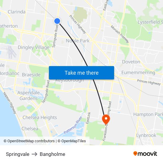 Springvale to Bangholme map