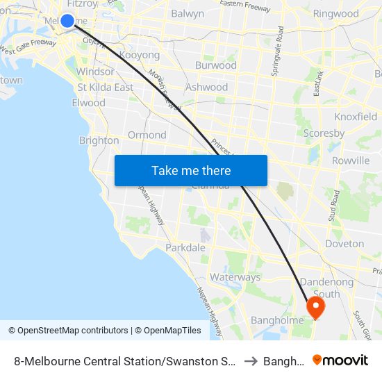 8-Melbourne Central Station/Swanston St (Melbourne City) to Bangholme map