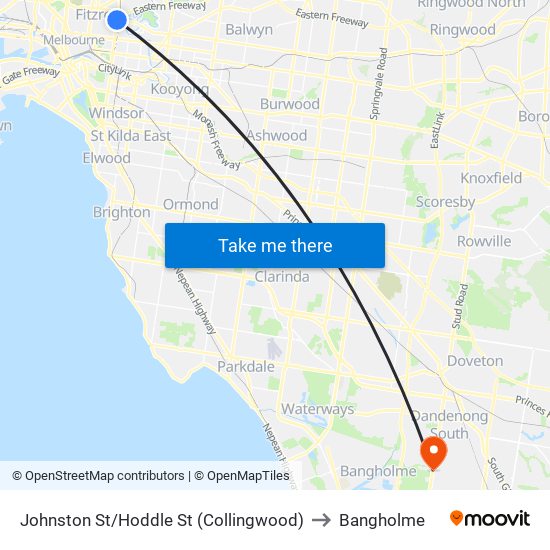 Johnston St/Hoddle St (Collingwood) to Bangholme map