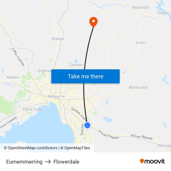 Eumemmerring to Flowerdale map