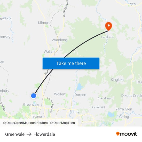 Greenvale to Flowerdale map