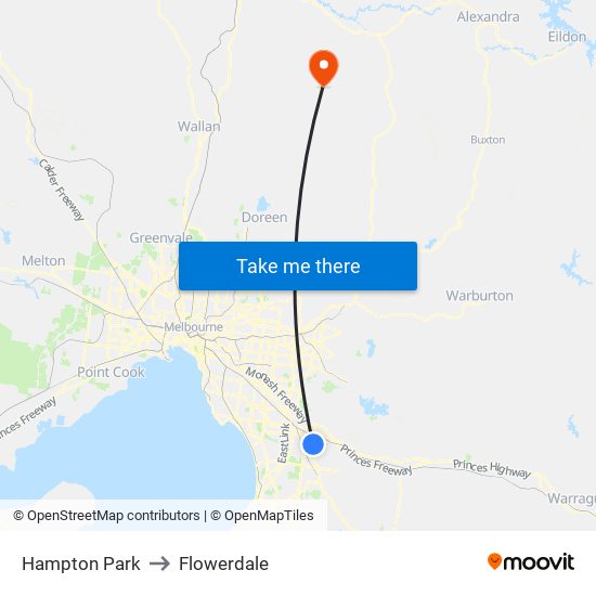 Hampton Park to Flowerdale map