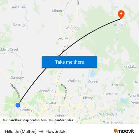 Hillside (Melton) to Flowerdale map