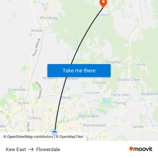 Kew East to Flowerdale map