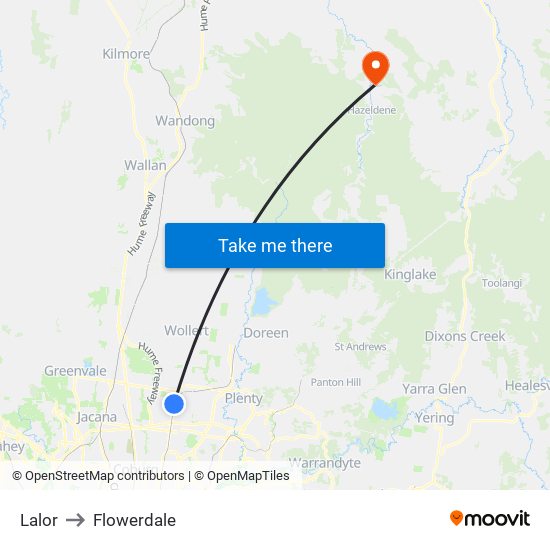 Lalor to Flowerdale map