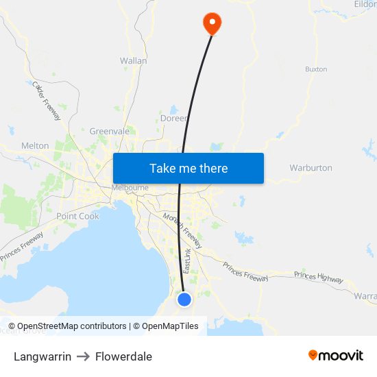 Langwarrin to Flowerdale map