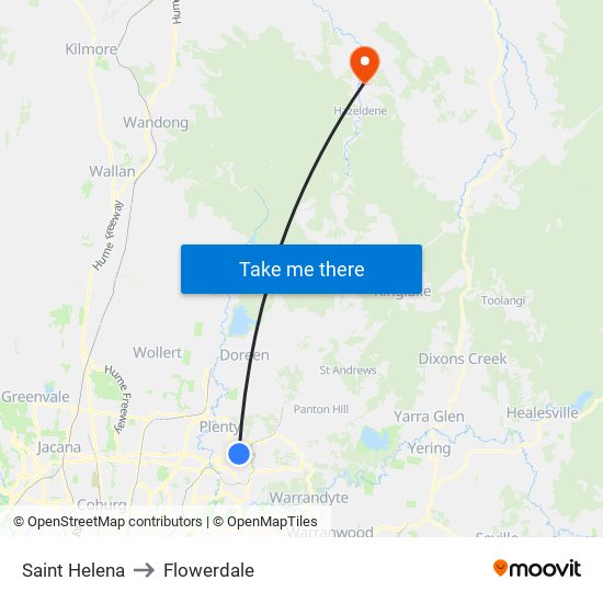 Saint Helena to Flowerdale map