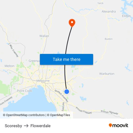 Scoresby to Flowerdale map