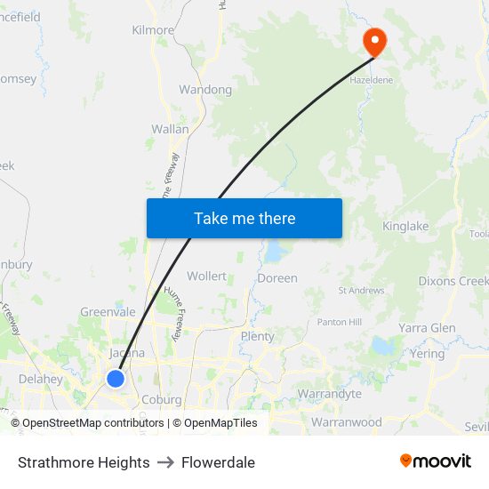 Strathmore Heights to Flowerdale map