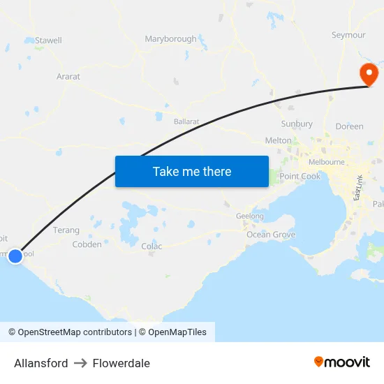 Allansford to Flowerdale map