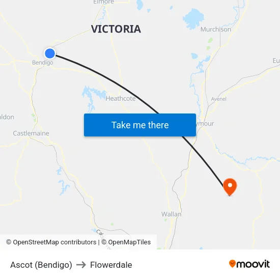 Ascot (Bendigo) to Flowerdale map