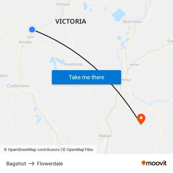 Bagshot to Flowerdale map