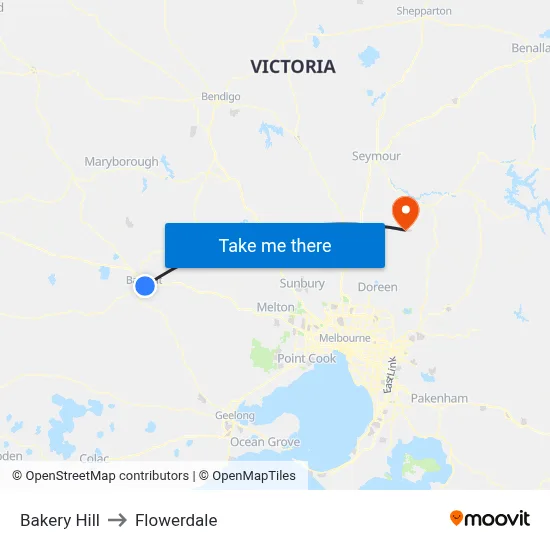 Bakery Hill to Flowerdale map