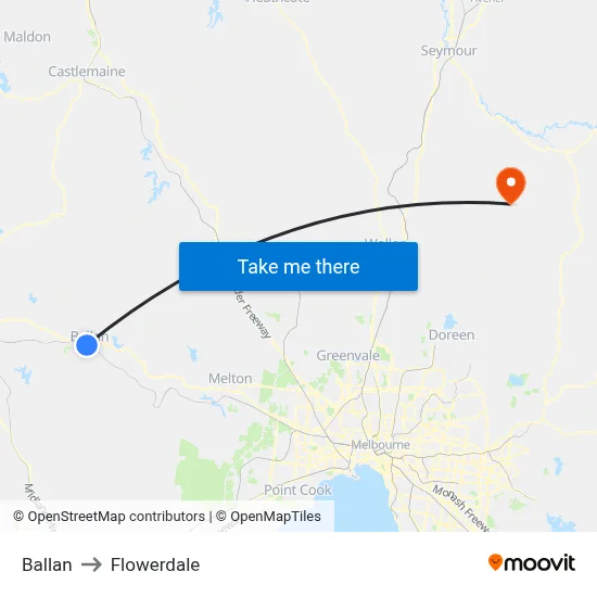 Ballan to Flowerdale map