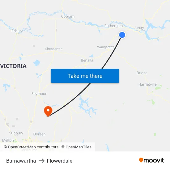 Barnawartha to Flowerdale map