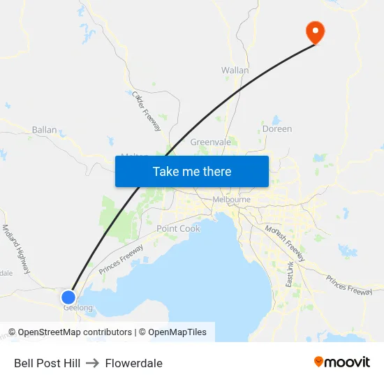 Bell Post Hill to Flowerdale map