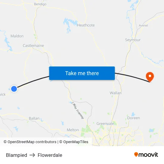 Blampied to Flowerdale map