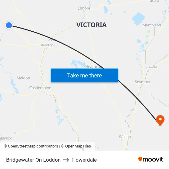 Bridgewater On Loddon to Flowerdale map