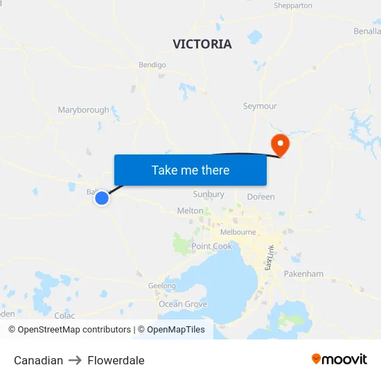 Canadian to Flowerdale map