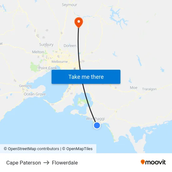 Cape Paterson to Flowerdale map