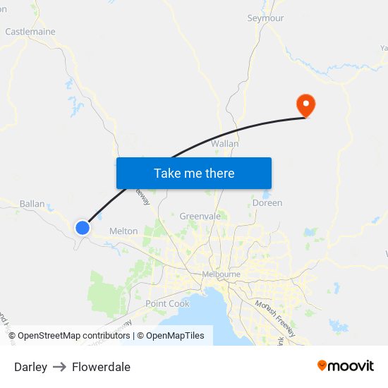 Darley to Flowerdale map