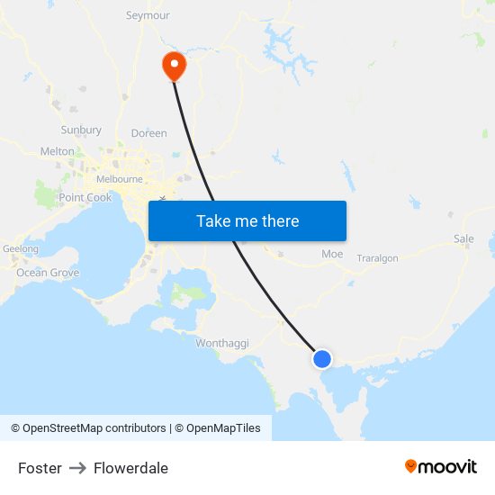 Foster to Flowerdale map
